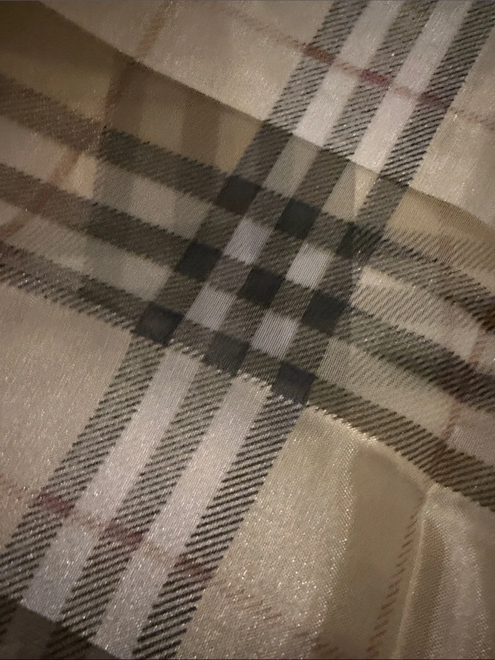Burberry Cream and Brown Classic Check Silk Scarf